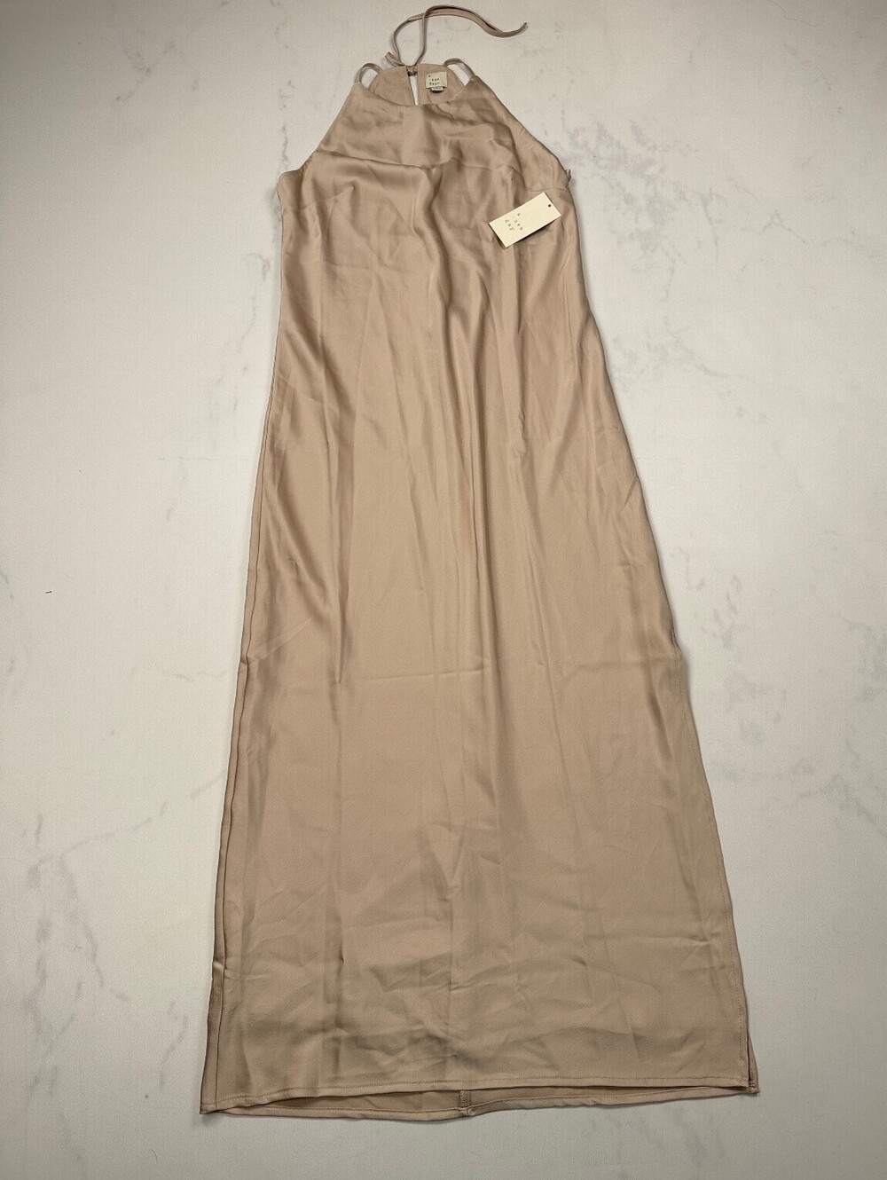 A New Day Halter Maxi Dress Beige Contemporary Minimalist - Womens S